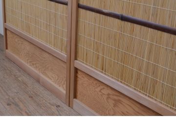 中古　昭和レトロ　涼しげな和の空間を演出する夏戸2枚セット(建具、引き戸、簾戸、簀戸、葭戸、夏障子)(R-067522)