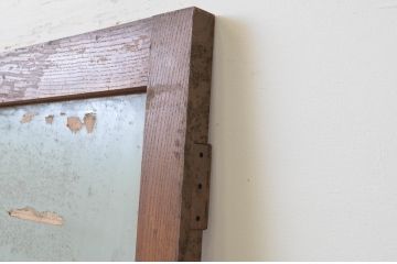 アンティーク建具　どこか懐かしい雰囲気を感じる古い栗材の幅狭ガラス扉1枚(木製扉、ドア)(R-067523)