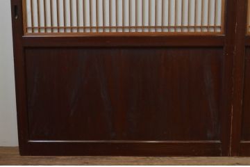 アンティーク建具　和の情緒を演出する幅広障子帯戸2枚セット(引き戸、板戸、障子戸、組子)(R-067525)