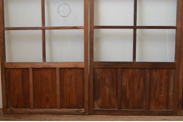 アンティーク建具　どこか懐かしい雰囲気を感じるガラス引き戸4枚セット(引き戸)(R-067526)