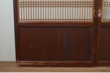 アンティーク建具　和の情緒を演出する幅広障子帯戸2枚セット(引き戸、板戸、障子戸、組子)(R-067530)