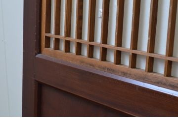 アンティーク建具　和の情緒を演出する幅広障子帯戸2枚セット(引き戸、板戸、障子戸、組子)(R-067530)