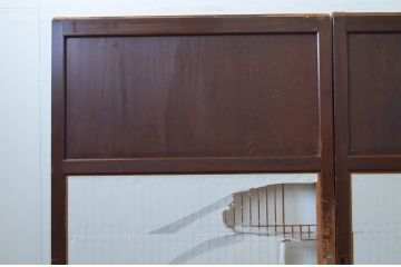 アンティーク建具　和の情緒を演出する幅広障子帯戸2枚セット(引き戸、板戸、障子戸、組子)(R-067530)