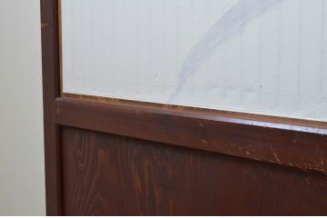アンティーク建具　和の情緒を演出する幅広障子帯戸2枚セット(引き戸、板戸、障子戸、組子)(R-067530)