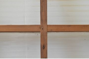 アンティーク建具　レトロな空間作りにおすすめなモールガラス入り格子ガラス戸2枚セット(引き戸、格子戸)(R-067531)