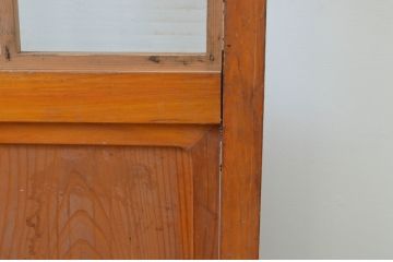 アンティーク建具　レトロな空間作りにおすすめなモールガラス入り格子ガラス戸2枚セット(引き戸、格子戸)(R-067531)
