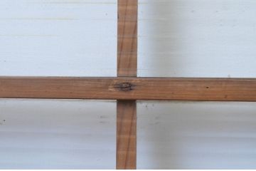 アンティーク建具　レトロな空間作りにおすすめなモールガラス入り格子ガラス戸2枚セット(引き戸、格子戸)(R-067531)