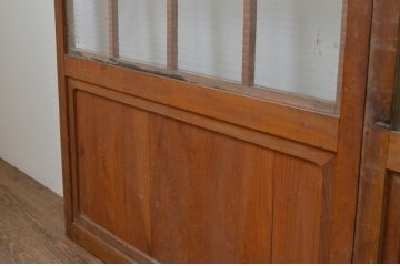 アンティーク建具　レトロな空間作りにおすすめなモールガラス入り格子ガラス戸2枚セット(引き戸、格子戸)(R-067531)