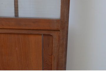 アンティーク建具　レトロな空間作りにおすすめなモールガラス入り格子ガラス戸2枚セット(引き戸、格子戸)(R-067531)