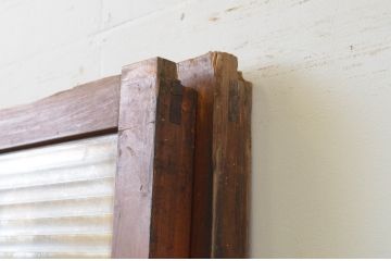 アンティーク建具　レトロな空間作りにおすすめなモールガラス入り格子ガラス戸2枚セット(引き戸、格子戸)(R-067531)