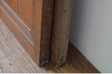 アンティーク建具　レトロな空間作りにおすすめなモールガラス入り格子ガラス戸2枚セット(引き戸、格子戸)(R-067531)