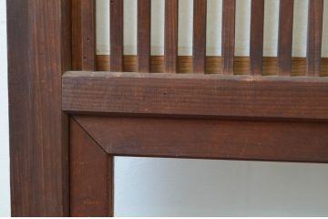 アンティーク建具　裏障子付き　和の空間を演出する格子戸1枚(引き戸、障子戸、ガラス帯戸)(R-067532)