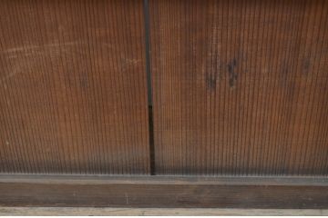 アンティーク建具　裏障子付き　和の空間を演出する格子戸1枚(引き戸、障子戸、ガラス帯戸)(R-067532)