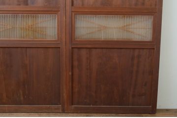 アンティーク建具　落ち着いた和の空間を演出する組子入り帯戸3枚セット(引き戸、板戸)(R-067533)