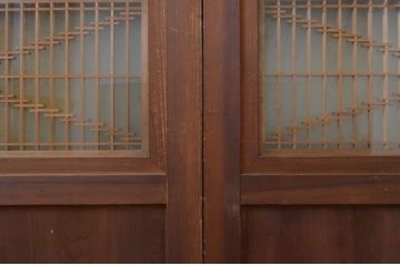 アンティーク建具　落ち着いた和の空間を演出する組子入り帯戸3枚セット(引き戸、板戸)(R-067533)