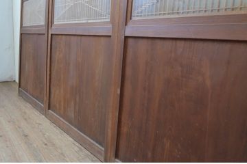 アンティーク建具　落ち着いた和の空間を演出する組子入り帯戸3枚セット(引き戸、板戸)(R-067533)