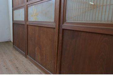 アンティーク建具　落ち着いた和の空間を演出する組子入り帯戸3枚セット(引き戸、板戸)(R-067533)