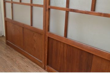 アンティーク建具　大正ロマン　レトロな空間作りにおすすめなガラス戸4枚セット(引き戸)(R-067536)