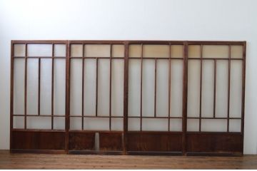 アンティーク建具　大正ロマン　レトロな空間作りにおすすめなガラス戸4枚セット(引き戸)(R-067537)