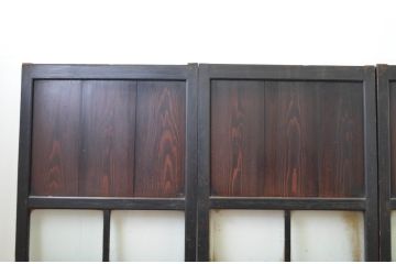 アンティーク建具　和モダンな空間を演出するガラス帯戸4枚セット(引き戸、板戸)(R-067538)