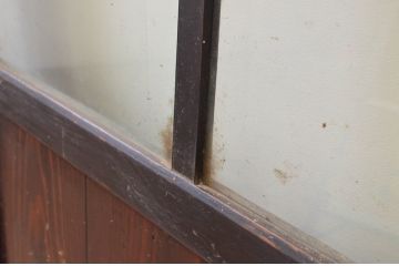 アンティーク建具　和モダンな空間を演出するガラス帯戸4枚セット(引き戸、板戸)(R-067538)