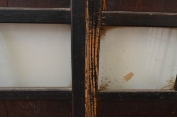 アンティーク建具　和モダンな空間を演出するガラス帯戸4枚セット(引き戸、板戸)(R-067539)