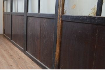 アンティーク建具　和モダンな空間を演出するガラス帯戸4枚セット(引き戸、板戸)(R-067539)