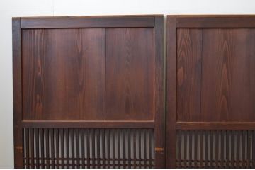 アンティーク建具　和の雰囲気作りにおすすめな格子帯戸3枚セット(引き戸、板戸)(R-067542)
