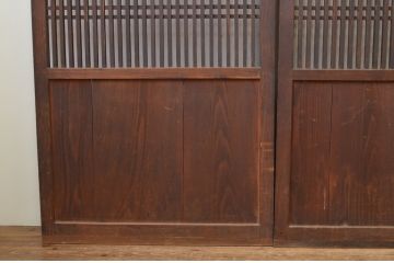 アンティーク建具　和の雰囲気作りにおすすめな格子帯戸3枚セット(引き戸、板戸)(R-067542)