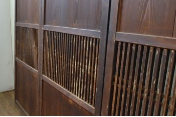アンティーク建具　和の雰囲気作りにおすすめな格子帯戸3枚セット(引き戸、板戸)(R-067542)