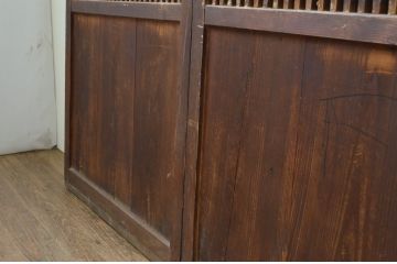 アンティーク建具　和の雰囲気作りにおすすめな格子帯戸3枚セット(引き戸、板戸)(R-067542)