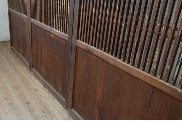 アンティーク建具　和の雰囲気作りにおすすめな格子帯戸3枚セット(引き戸、板戸)(R-067542)