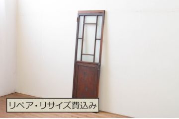 アンティーク建具　大正ロマンテイストのお部屋作りにおすすめなガラス扉1枚(木製扉、ドア)(R-067543)