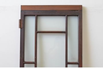 アンティーク建具　大正ロマンテイストのお部屋作りにおすすめなガラス扉1枚(木製扉、ドア)(R-067543)