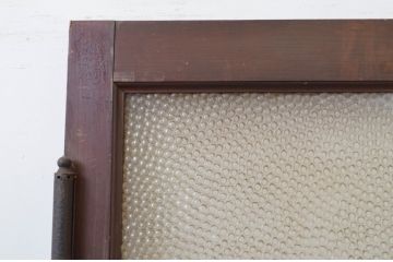アンティーク建具　上手物!!　大正ロマン　レトロなプレスガラス入り両開きドア1対2枚セット(木製扉)(R-067544)