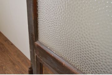アンティーク建具　上手物!!　大正ロマン　レトロなプレスガラス入り両開きドア1対2枚セット(木製扉)(R-067544)
