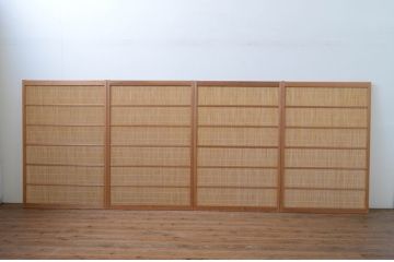 アンティーク建具　涼しげな和の空間を演出する夏戸4枚セット(引き戸、簾戸、簀戸、葭戸、夏障子)(R-067545)