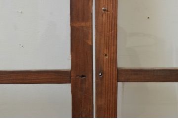 アンティーク建具　インテリアに取り入れやすいシンプルなデザインのガラス窓2枚セット(引き戸、ガラス戸)(R-067546)