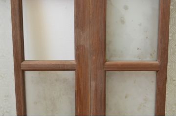 アンティーク建具　大正ロマン　ノスタルジックな雰囲気漂うガラス窓2枚セット(引き戸、ガラス戸)(R-067548)