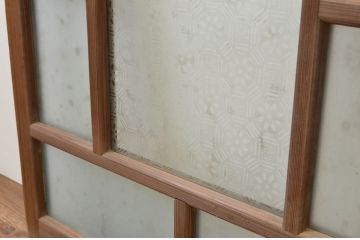 アンティーク建具　大正ロマン　ノスタルジックな雰囲気漂うガラス窓2枚セット(引き戸、ガラス戸)(R-067548)