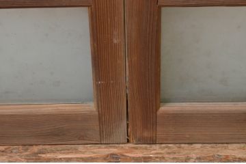 アンティーク建具　大正ロマン　ノスタルジックな雰囲気漂うガラス窓2枚セット(引き戸、ガラス戸)(R-067548)