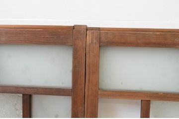 アンティーク建具　大正ロマン　ノスタルジックな雰囲気漂うガラス窓2枚セット(引き戸、ガラス戸)(R-067548)