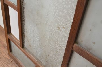 アンティーク建具　大正ロマン　ノスタルジックな雰囲気漂うガラス窓2枚セット(引き戸、ガラス戸)(R-067548)