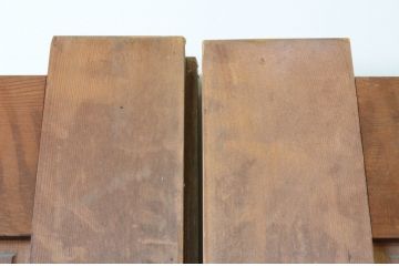 アンティーク建具　特大!!　ヒノキ材　味わい深い風合いの立派な門扉1対2枚セット(木製扉、蔵戸、玄関戸)(R-067551)