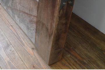 アンティーク建具　特大!!　ヒノキ材　味わい深い風合いの立派な門扉1対2枚セット(木製扉、蔵戸、玄関戸)(R-067551)