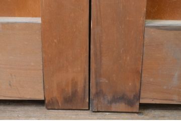 アンティーク建具　特大!!　ヒノキ材　味わい深い風合いの立派な門扉1対2枚セット(木製扉、蔵戸、玄関戸)(R-067551)