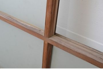 アンティーク建具　インテリアに取り入れやすいシンプルなデザインのガラス窓2枚セット(引き戸、ガラス戸)(R-067552)