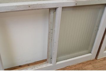 アンティーク建具　小窓付きのガラス窓2枚セット(引き戸、ガラス戸)(R-067553)