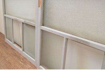 アンティーク建具　小窓付きのガラス窓2枚セット(引き戸、ガラス戸)(R-067553)