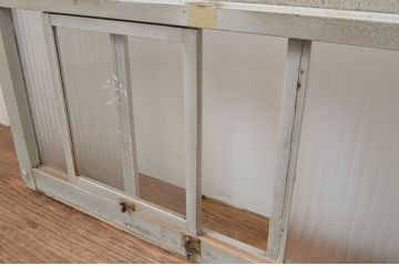 アンティーク建具　小窓付きのガラス窓2枚セット(引き戸、ガラス戸)(R-067553)